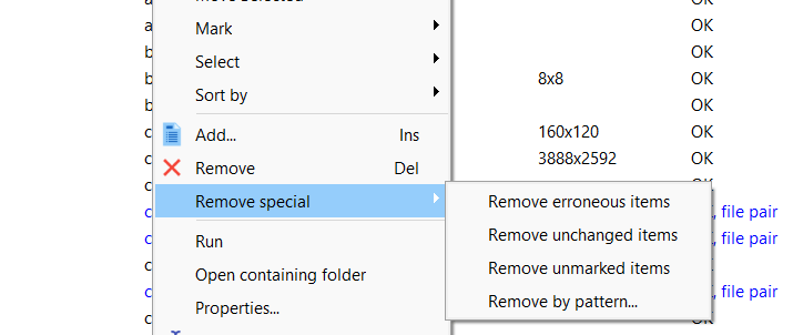 Special remove options