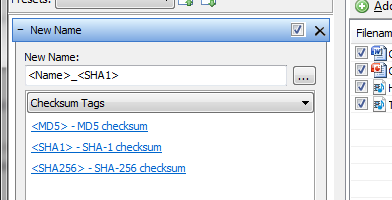 New checksum tags