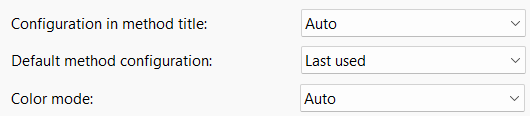 Settings for default method configuration