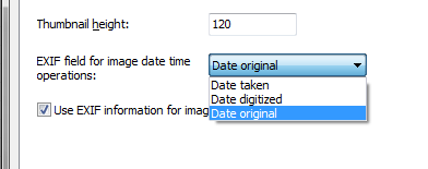 Exif value for image date and time