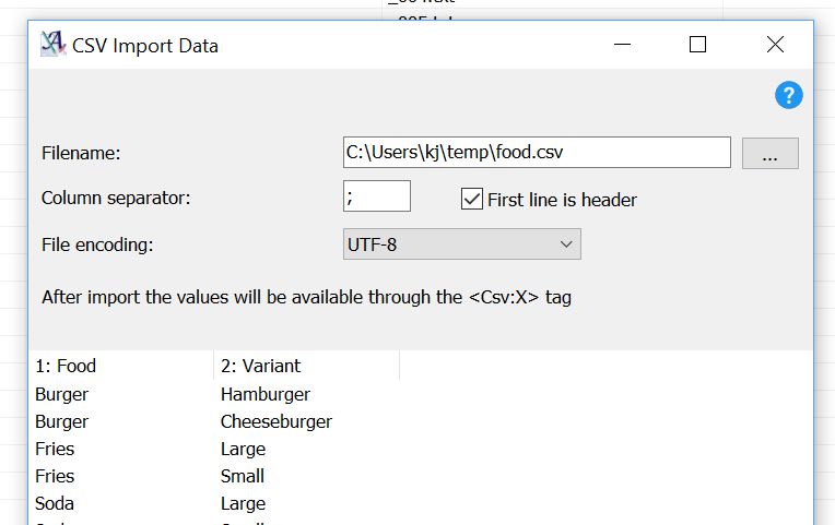 Import data from CSV