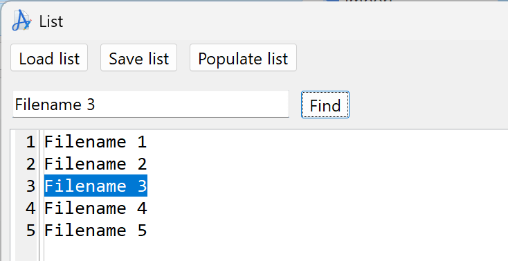 Search functionality in List method