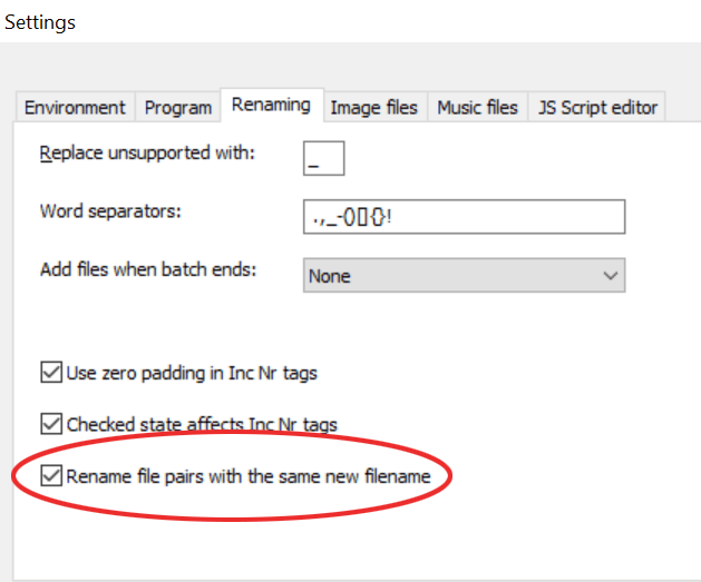 File pair rename setting