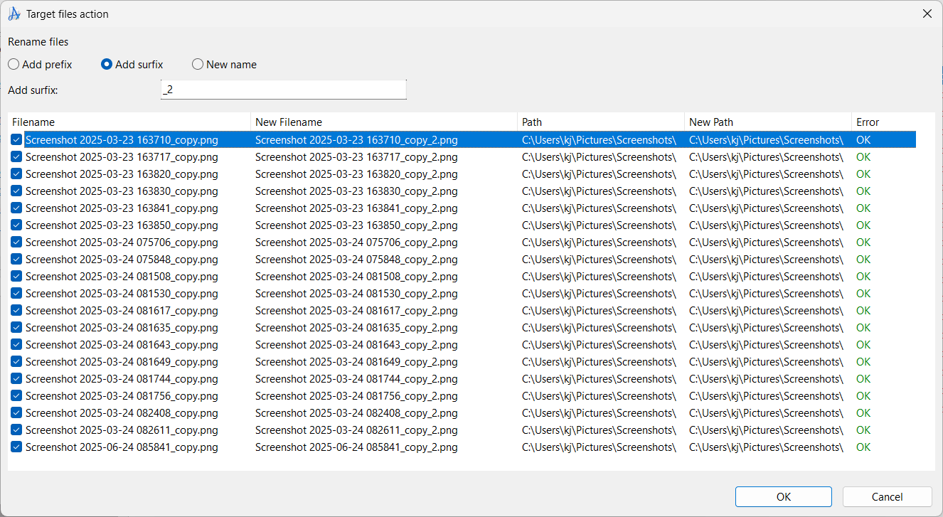 Rename existing files