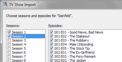 Import information from TV shows