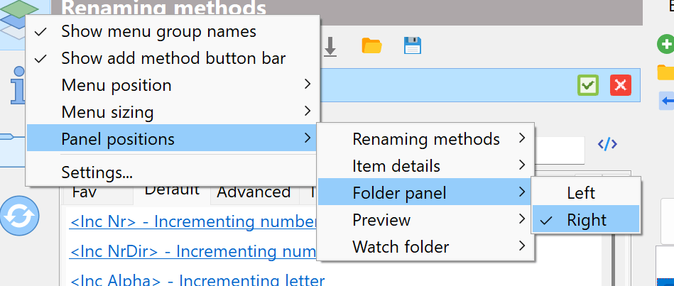 Quick change panel position through right click menu