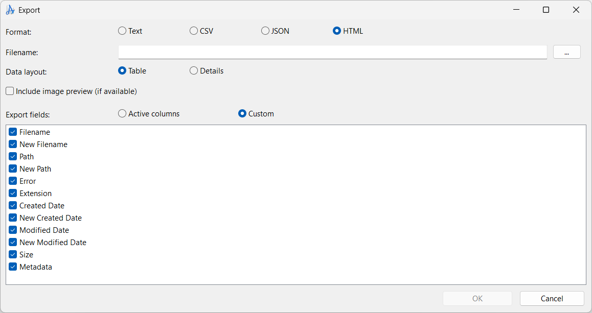 Export HTML