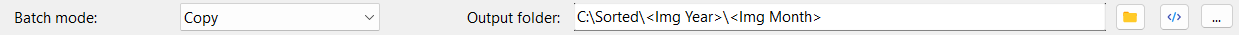 Screenshot showing how to set batch mode and output folder in Advanced Renamer